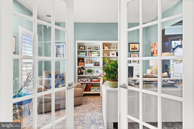 interior space featuring french doors