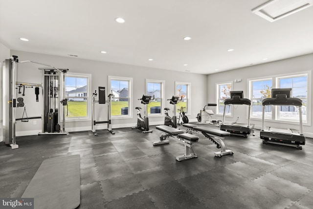 workout area with a healthy amount of sunlight