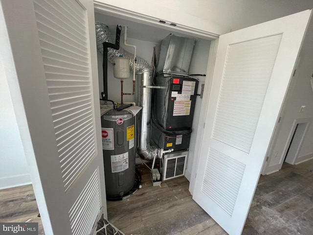 utility room with electric water heater