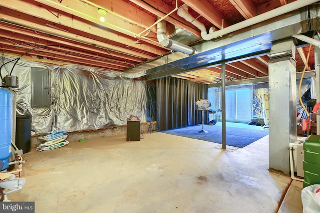 basement with electric panel