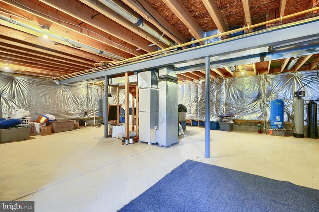 basement with heating unit