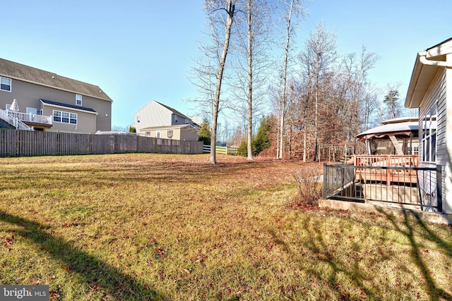 view of yard with a gazebo and a deck