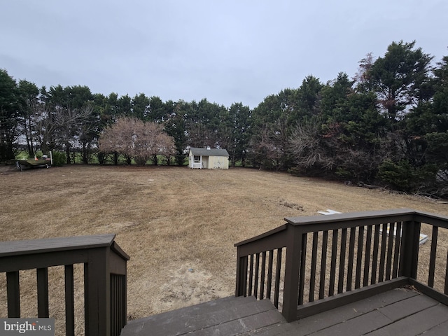 view of yard with a shed