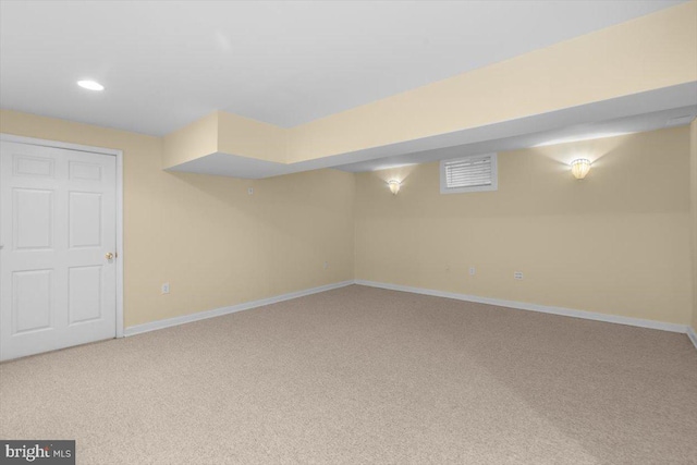 basement with carpet