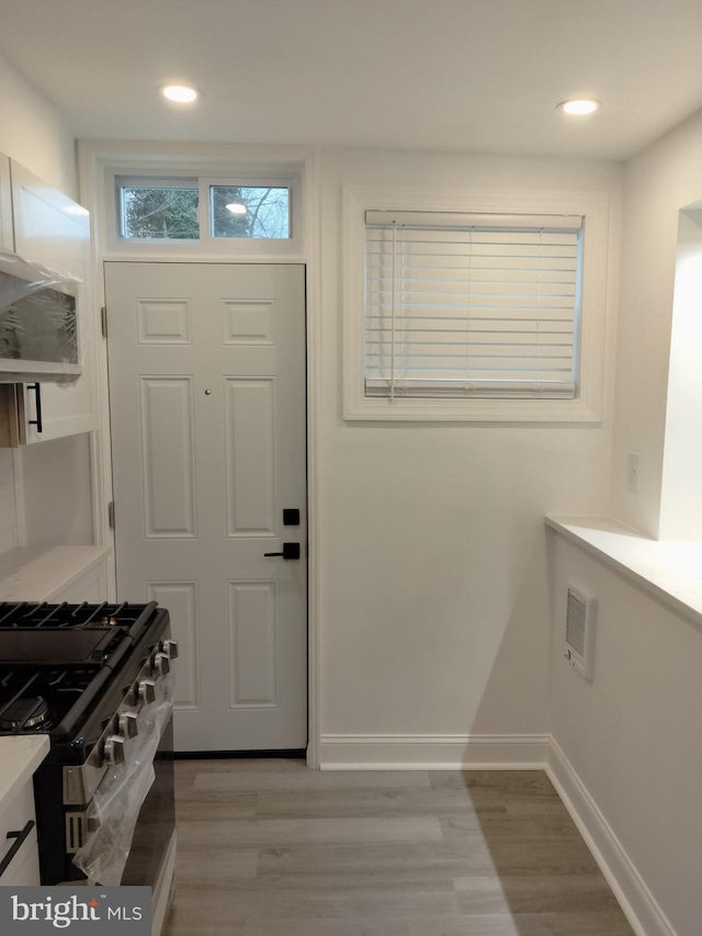 interior space with light hardwood / wood-style flooring