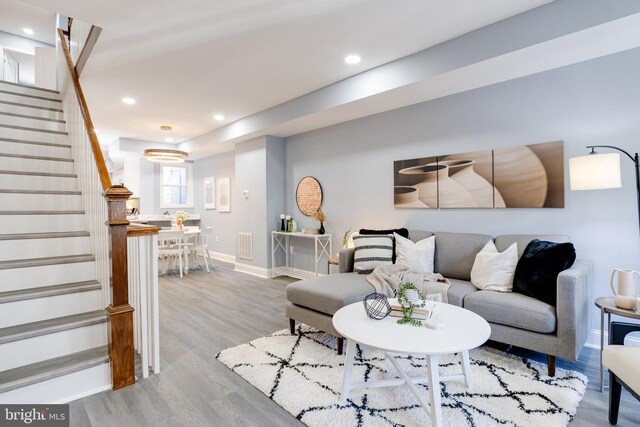 living room featuring light hardwood / wood-style flooring