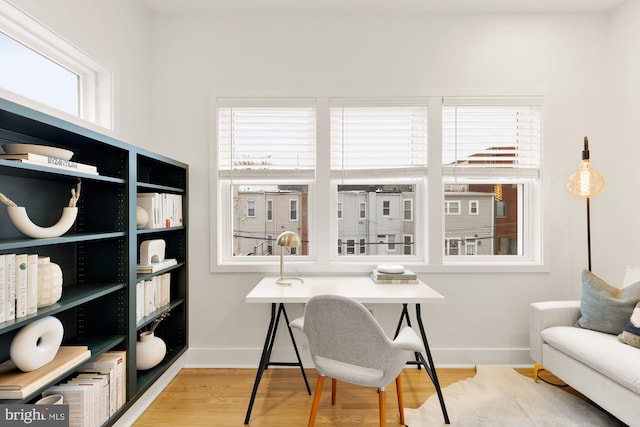 office featuring a wealth of natural light and hardwood / wood-style floors