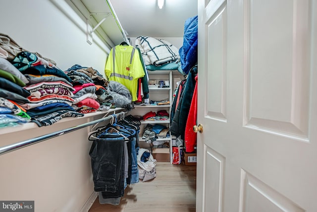 walk in closet featuring light wood-type flooring