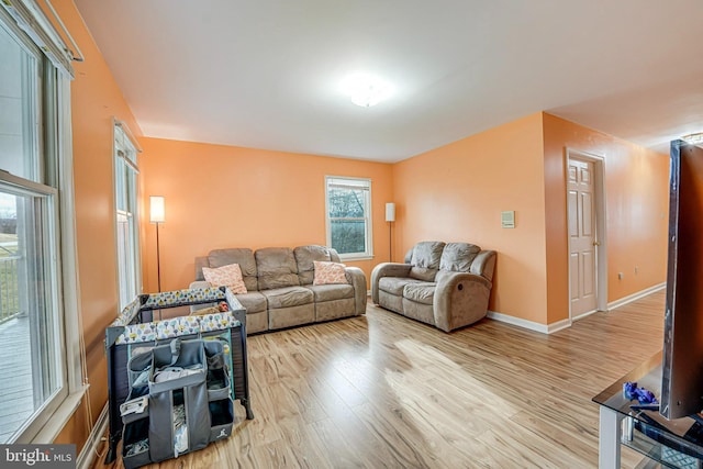 living room featuring light hardwood / wood-style floors