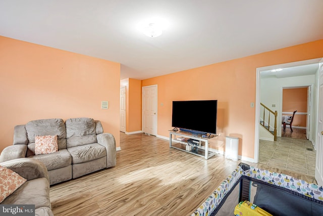 living room featuring light hardwood / wood-style floors