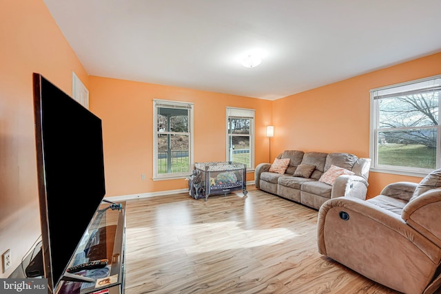 living room featuring light hardwood / wood-style floors