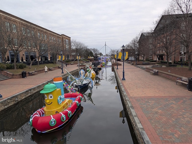 view of street featuring a water view