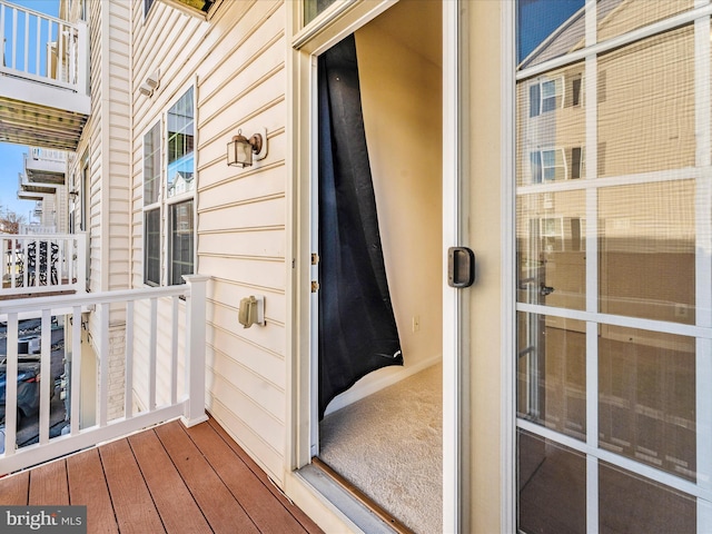 doorway to property with a balcony