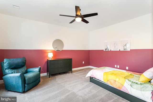 bedroom with carpet and ceiling fan