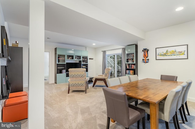 view of carpeted dining room