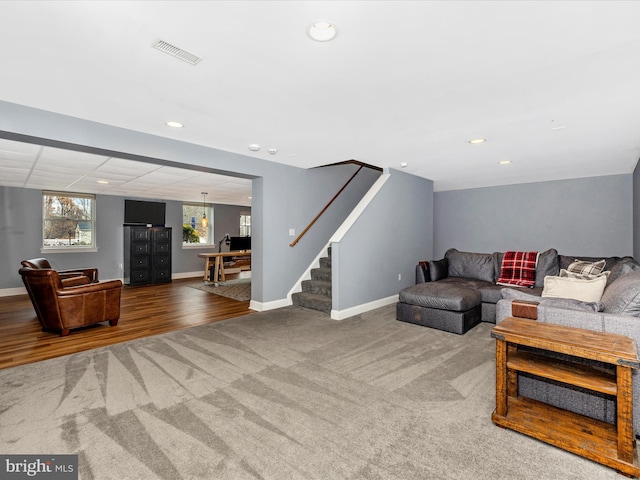 living room featuring wood-type flooring