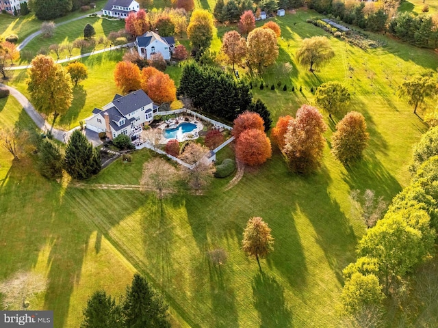 drone / aerial view with a rural view