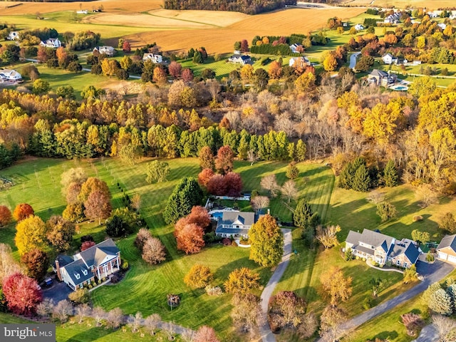 aerial view featuring a rural view