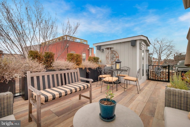 view of patio with an outdoor structure