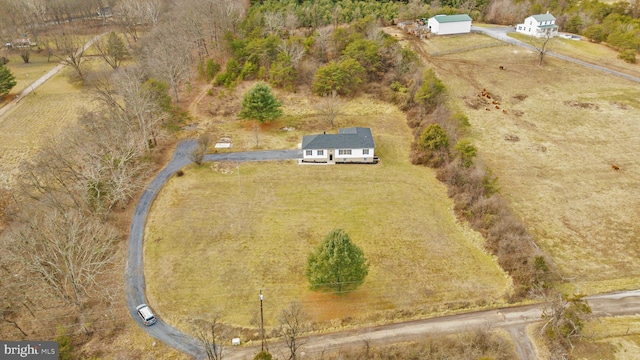 drone / aerial view with a rural view