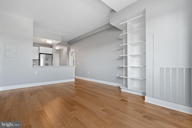 unfurnished living room featuring light hardwood / wood-style flooring