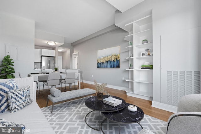 living room featuring light hardwood / wood-style flooring