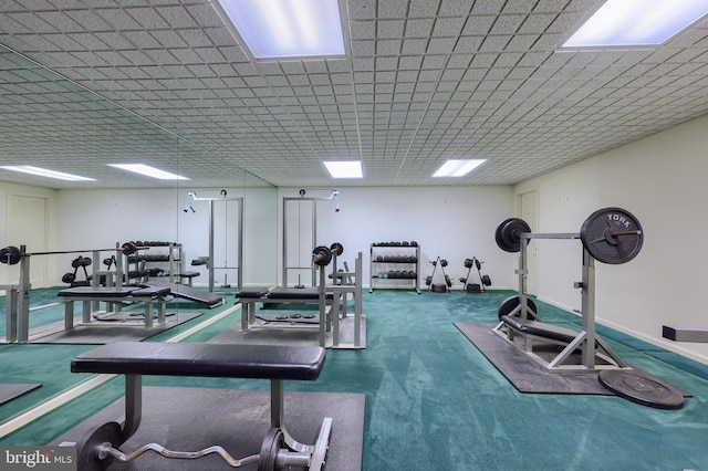 gym featuring carpet flooring