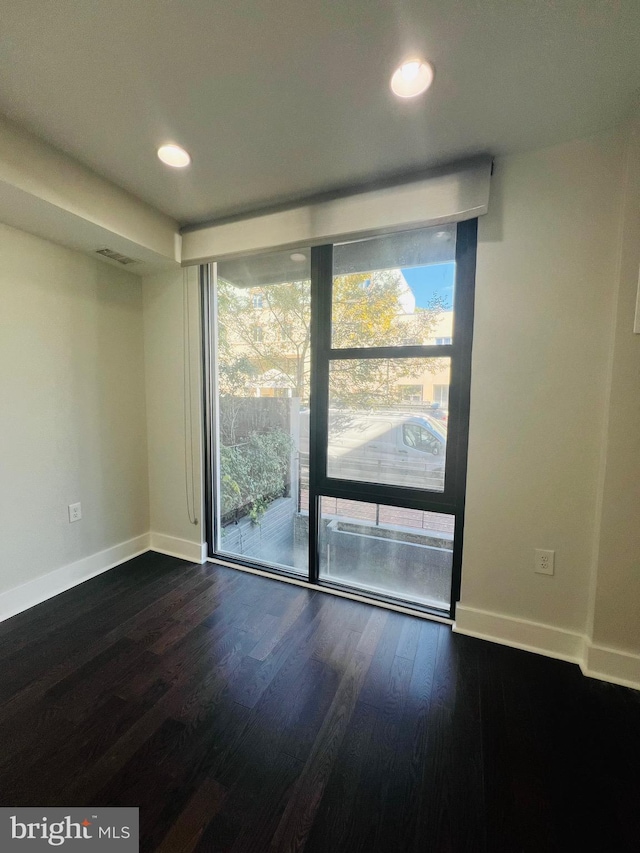 spare room with wood-type flooring