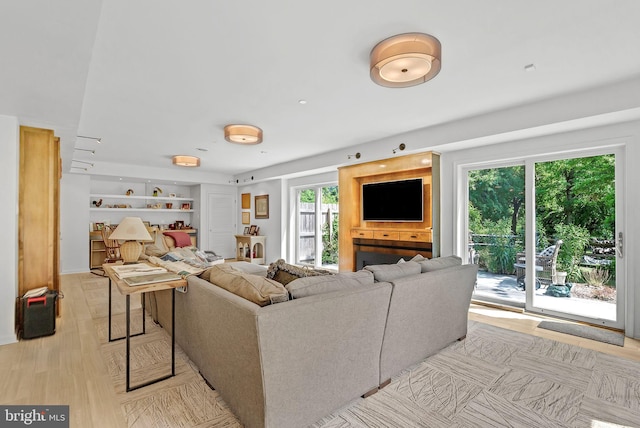 living room featuring light hardwood / wood-style floors and plenty of natural light