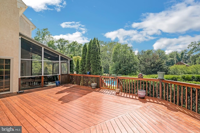 deck featuring a sunroom