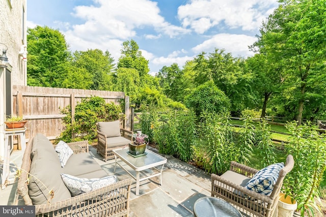 view of patio / terrace with an outdoor living space