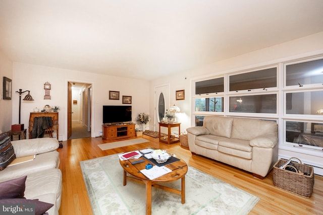 living room with hardwood / wood-style floors