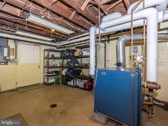 basement with electric panel