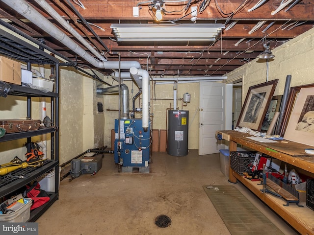 basement with water heater