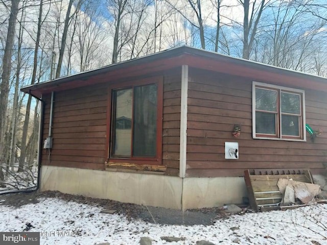 view of snowy exterior