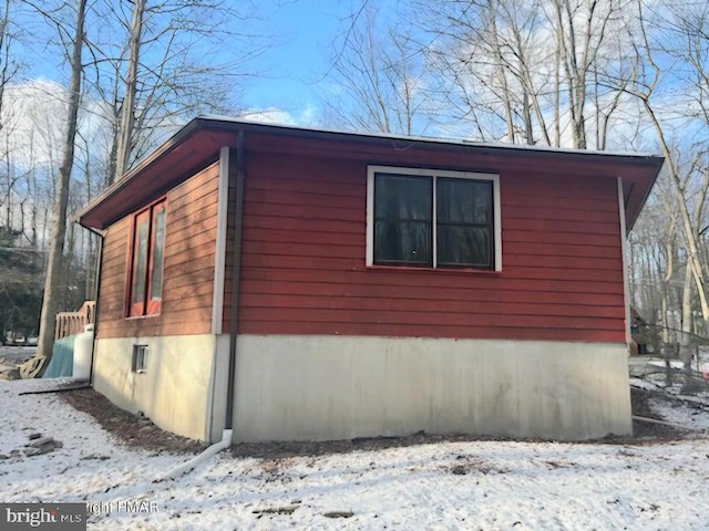 view of snow covered exterior