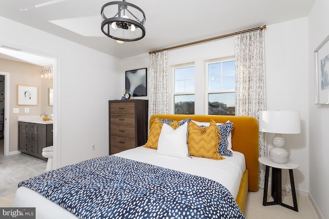 TBB Westmoreland Way Clemson Ii, Charles Town, WV 25414 - bedroom featuring baseboards, a chandelier, and ensuite bath