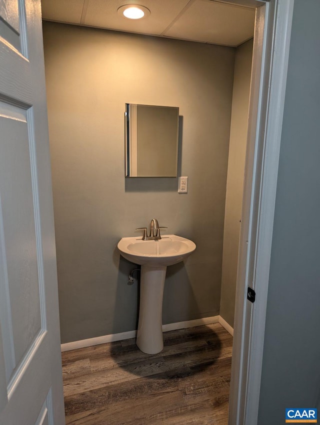 bathroom with hardwood / wood-style floors and sink