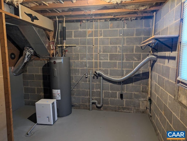 utility room with electric water heater