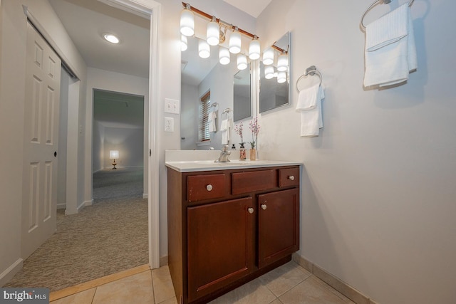 bathroom with vanity and tile patterned floors