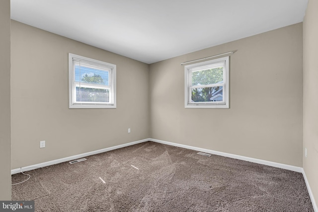 carpeted spare room featuring a healthy amount of sunlight