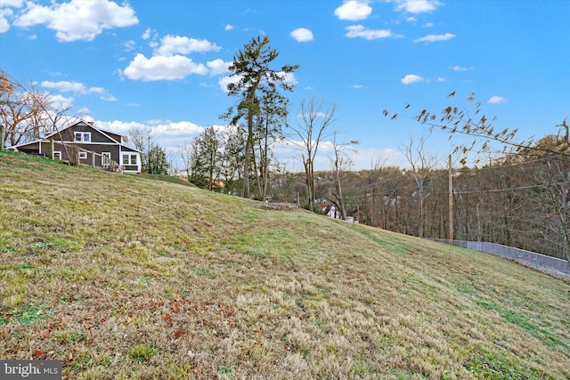 view of yard with an outbuilding