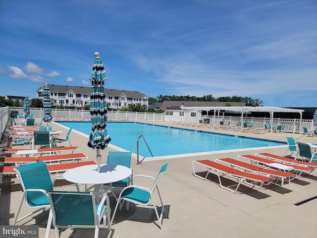 view of pool featuring a patio