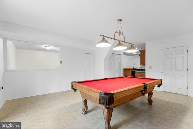 recreation room featuring pool table