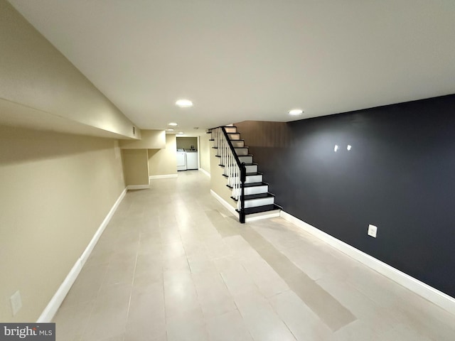 basement featuring washer / clothes dryer