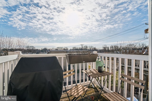 balcony featuring area for grilling