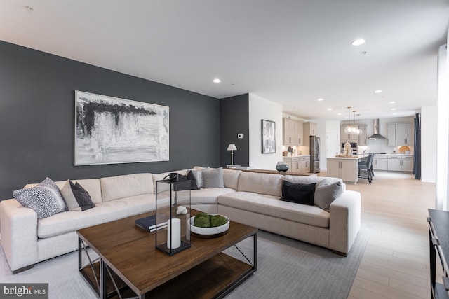 living room featuring light hardwood / wood-style floors