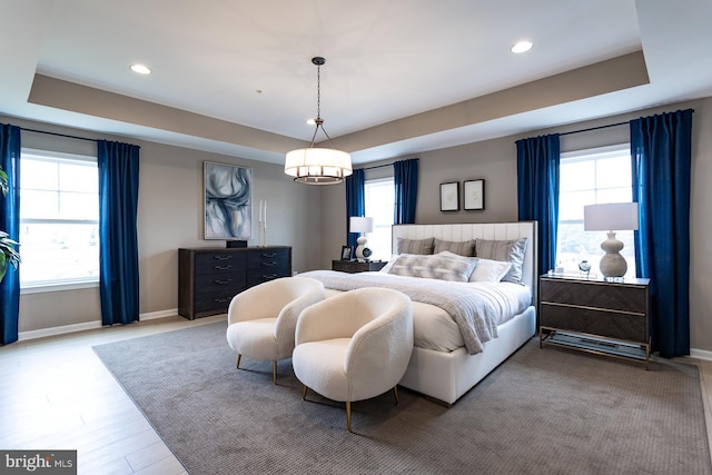 bedroom featuring a tray ceiling