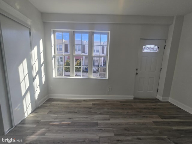 foyer with dark hardwood / wood-style flooring