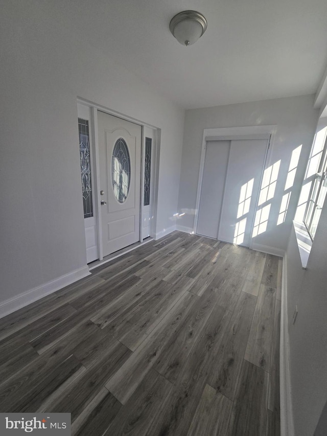 foyer featuring dark hardwood / wood-style floors